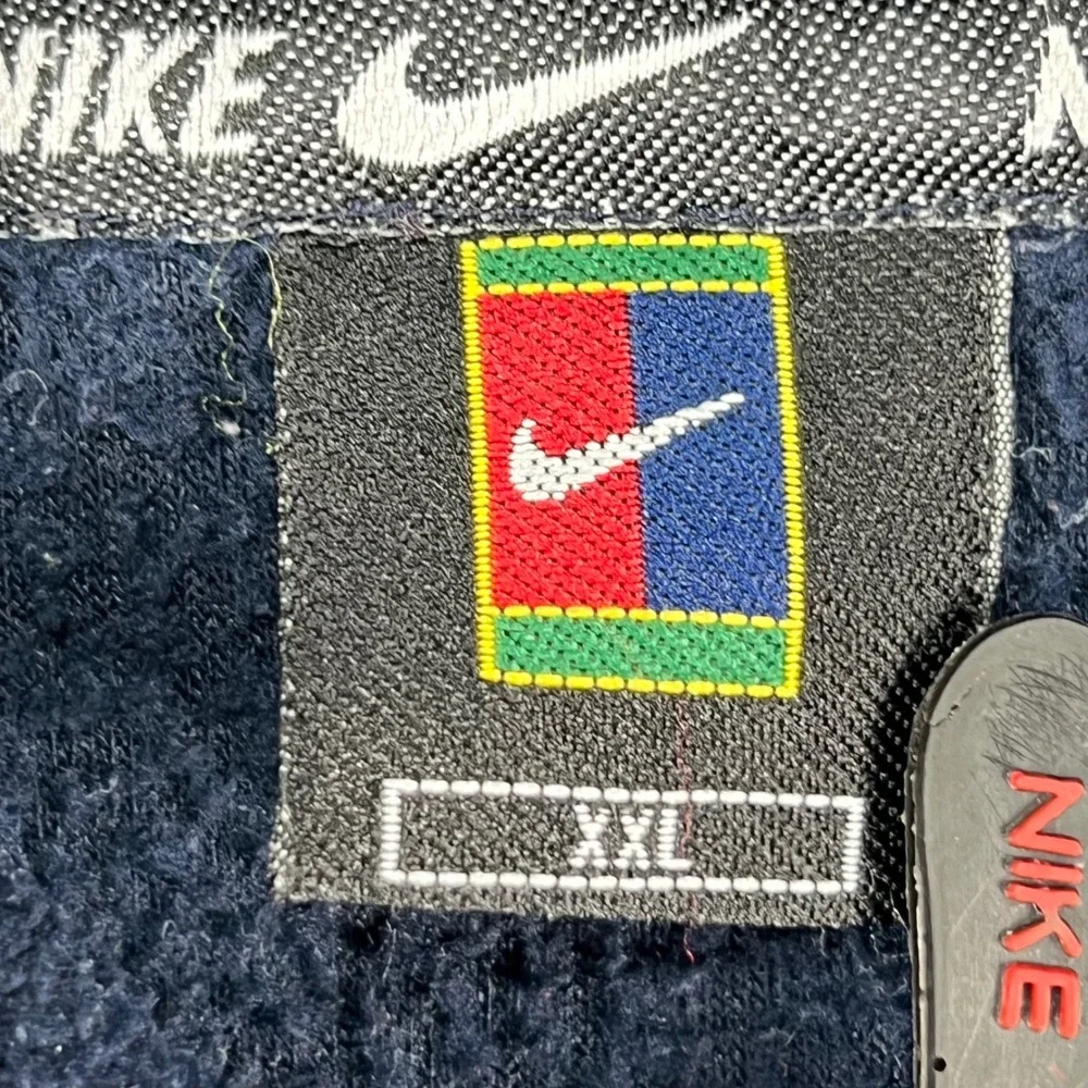 Nike Court Logo Vintage Fleece Full Zip Hoodie Mens XXL Navy Blue Retro Jacket